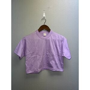 80s Vintage Women's Sportswear Purple Crop Top Shirt Small